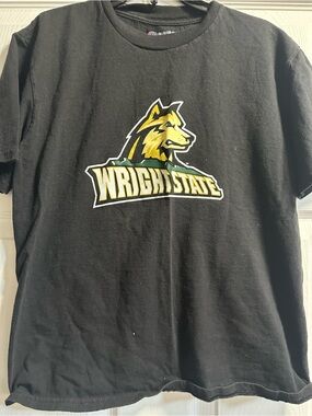 Champion Black Wright State Graphic Tee with Yellow Logo
